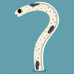 Spotted garden eel single 4 cute on a blue background, vector illustration.