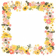 flower frame illustration, frame made of flowers, poster illustration, flower Wreath, background, poster, wedding, card,