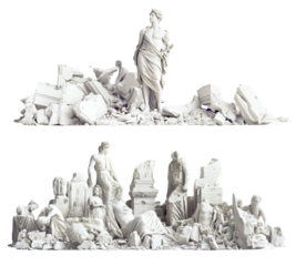 Set of ancient ruins on png background 