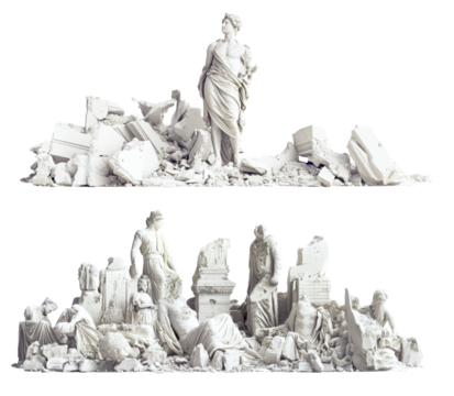 Set of ancient ruins on png background 