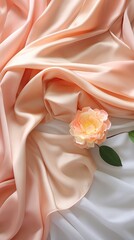 Silky glowing flowing fabric pastel peach and apricot color