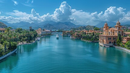 panoramic view of a port city
