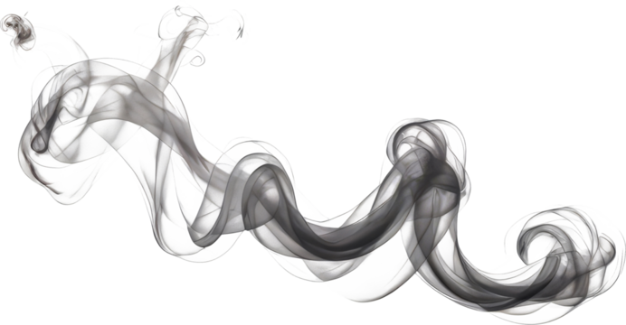 Wispy white smoke swirling and curling against a dark background