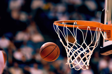 Orange Basketball Ball, Basket Net Hoop, Sport Arena NBA Game, Team Play