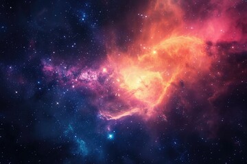 Galactic core surrounded by colorful nebulae. Illustration of a background with a majestic space theme.