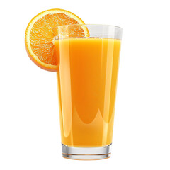 Fresh orange juice in glass.isolated on white and transparent background.