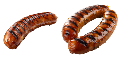 Grilled sausage isolated png transparent background