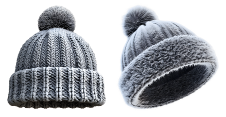 grey warm winter hat isolated png transparent background