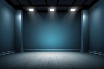 perspective floor backdrop blue room studio with light blue gradient spotlight backdrop background for display your product or artwork Generative AI 