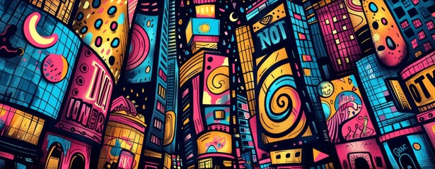 Colorful background of vibrant graffiti in New York City