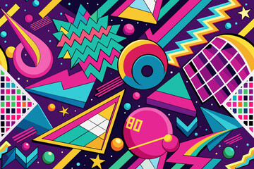 80's Theme Background elements bright colors 