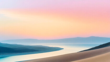 Desert and sea, pastel color landscape