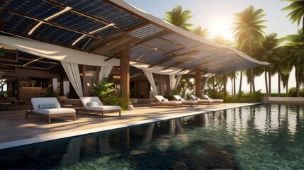 Resort sunroof made from solar panels.