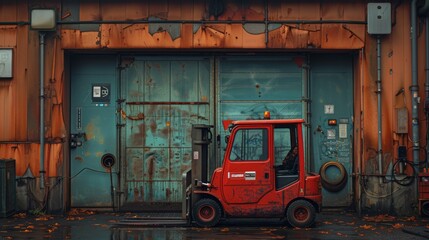 In English: WarnSchildOrange - a sign warning people not to drive heavy forklifts - German: Warnung vor Flurf&ouml;rderzeugen - Hey, Gabelstapler - G426