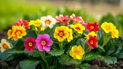 An array of colorful primroses