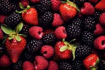 Fototapeta premium Bold Strawberry background. Summer ripe color. Generate Ai