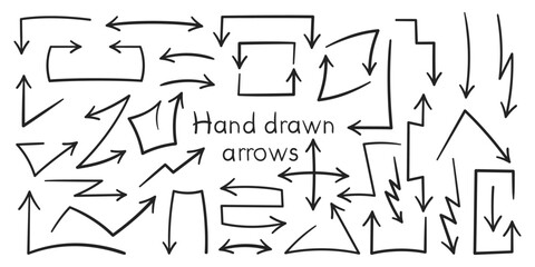 Set of hand drawn arrows