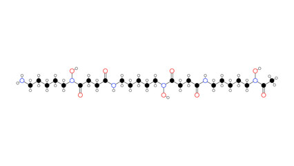 deferoxamine molecule, structural chemical formula, ball-and-stick model, isolated image antidotes