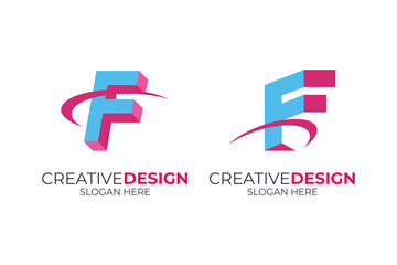 vector F Letter minimalist business company Logo Design Free Icon 