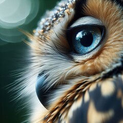 close up of a blue eyes of an owl