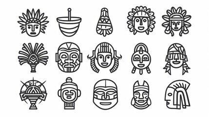 outline icons set from brazilia concept. editable vector included rattle, headdress icons. thin line icons