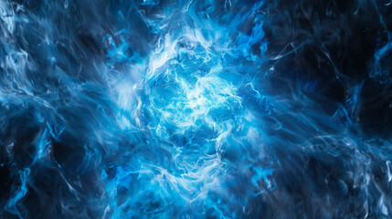 Obraz premium Fog abstract explosion cosmos power cosmic blue nebula lightning chemis blast cold fusion field blue plasma physics glowing flames tunnel quantum time fractal mechanic energy ball computer galactic 