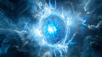 Fog abstract explosion cosmos power cosmic blue  nebula lightning chemis blast cold fusion field blue plasma physics glowing flames tunnel quantum time fractal mechanic energy ball computer galactic  