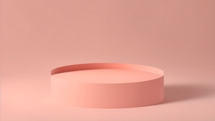 Circular podium devoid of objects against a peach fuzz hue. Excellent platform for highlighting cosmetics. 