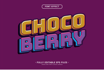 choco berry minimalist snack logo style editable text effect isolated on purple background
