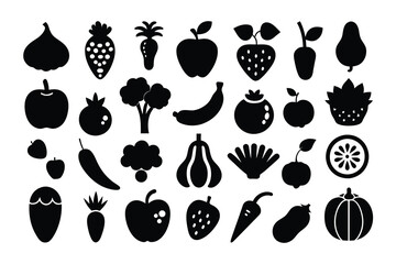 Hand drawn set of fruits and vegetables doodle. Vegetarian food in sketch style. Vector illustration
