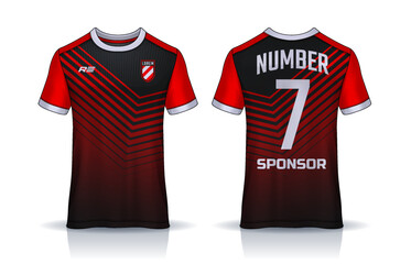 t-shirt sport design template, Soccer jersey mockup for football club. uniform front and back view.	