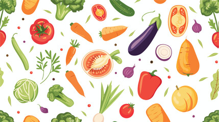 Seamless pattern with fresh vegetables on white background