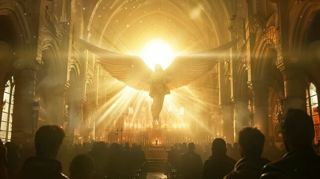 the service program in the church was very wise and beautiful. seamless looping time-lapse virtual 4k video Animation Background.