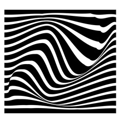 Psychedelic vector background with black waves distortion