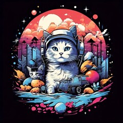 my Pets T-shirt , Colorful graphic design with fantasy animals.