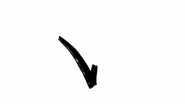 Checkmark sign hand written in black color on white background filmed in loop stop motion animation. Drawn symbol of choice is perfect for various uses such as web design or promotional materials