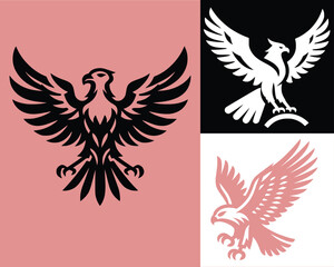 Naklejka premium set of Hawk with wings. eagle icon illustration isolated vector sign symbol. set of wings.