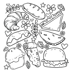 Hand drawing style of junk food icon background vector. It is suitable for food and drink icon, sign symbol or background.