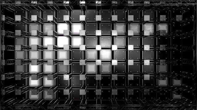 Black grid wall of LED boxes VJ Loop
