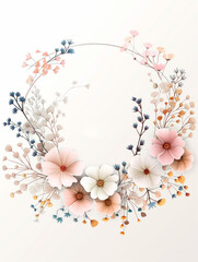 Elegant floral wreath with a variety of delicate pastel flowers
