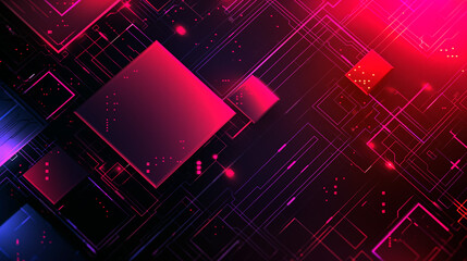 Futuristic digital circuitry with vibrant pink and blue lighting