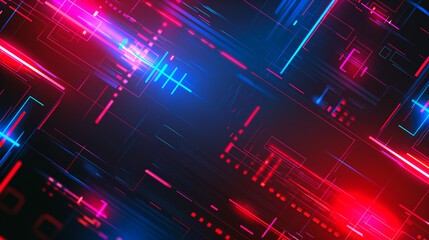 Dynamic abstract technology background with red and blue neon lights