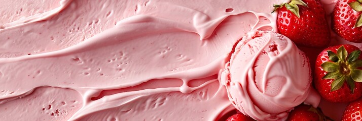 Surrender to the creamy embrace of strawberry ice cream, its smooth texture and sweet aroma captivating