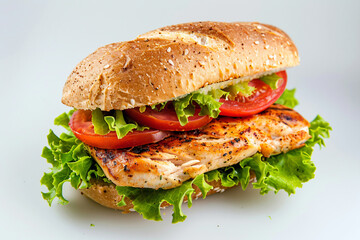 a sandwich with meat  lettuce  tomatoes and lettuce