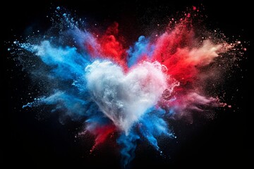 The concept of the Russia Day holiday on June 12. An explosion of colors in the shape of a heart, the tricolor of Russia. White, blue, red. Love for the Motherland.