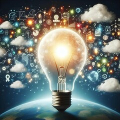 idea illustration, light, lightbulb