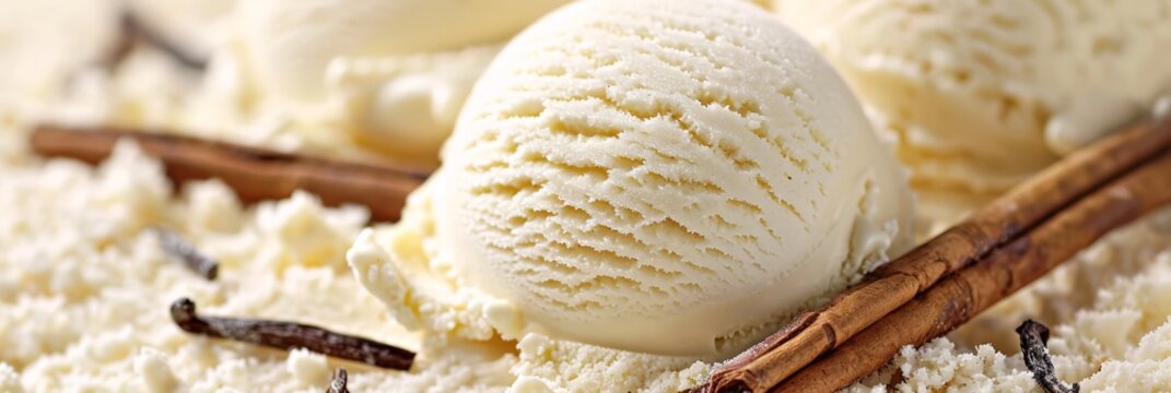 Experience the creamy indulgence of vanilla ice cream, its fluffy texture and aromatic aroma enticing