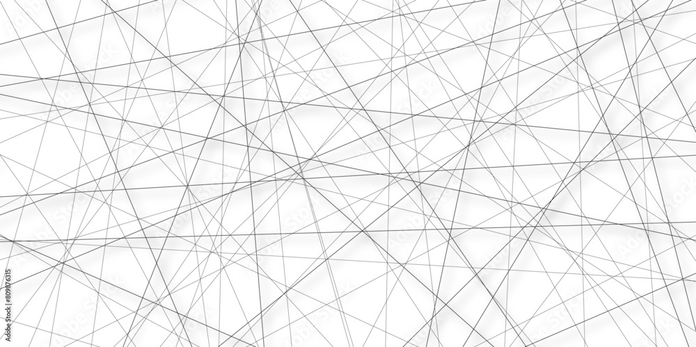 Poster Abstract black lines with white background. Creative and geometric shape with white luxury pattern and paper texture design in illustration with white line background.