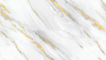 Abstract seamless marble background. Gray, white and gold pattern with marbling effect. Realistic natural stone surface with golden veins. High resolution marble texture, top view. Endless design