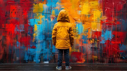 A child turning the city into his playground, his graffiti art a colorful expression of the...